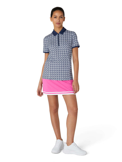 Geo Printed Meshback Polo Damen