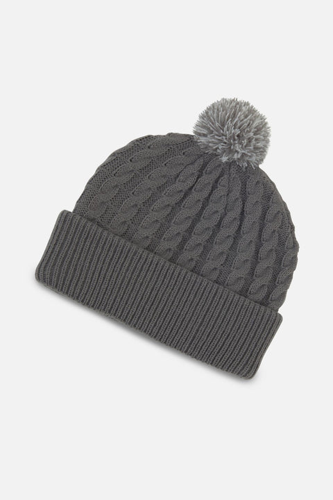 Cable Knit Pom Pom Mütze